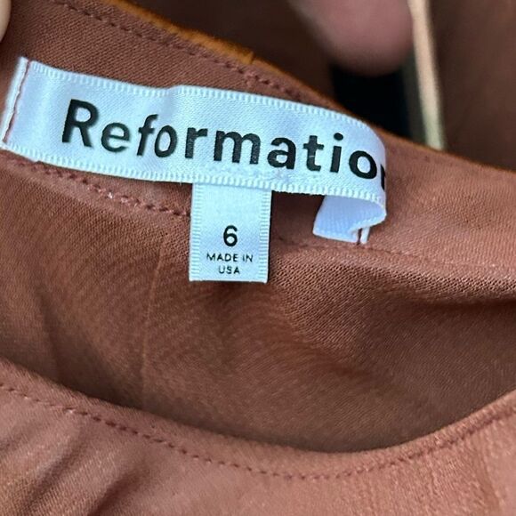 NWT Reformation Landen Silk Dress — Copper - Size 6 - Picture 7 of 9